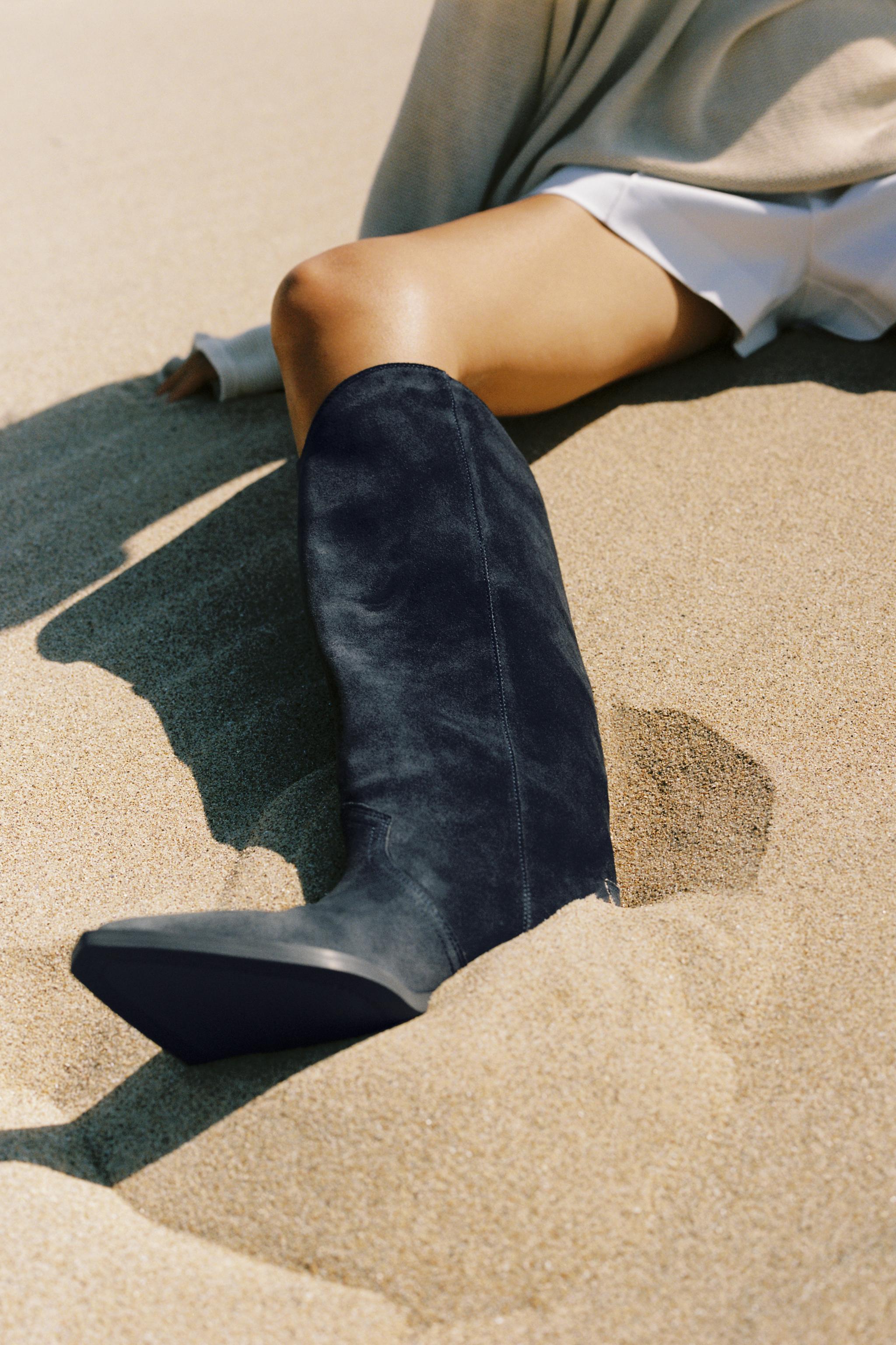 BOTTES COW-BOY EN CROÛTE DE CUIR